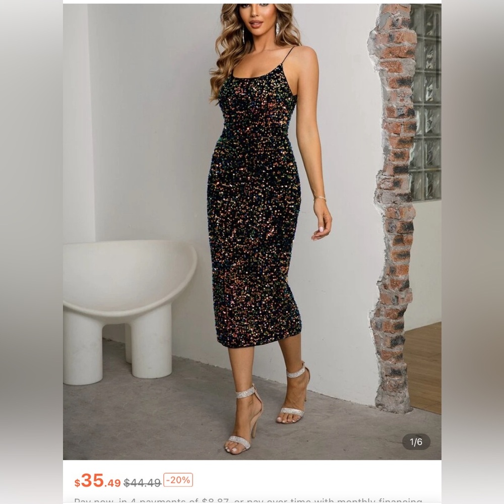 SHEIN Sequin Black Dress